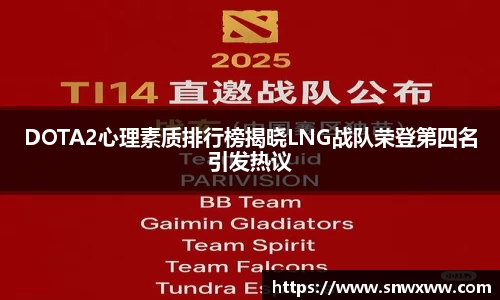 DOTA2心理素质排行榜揭晓LNG战队荣登第四名引发热议